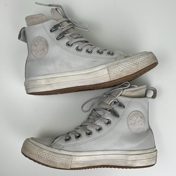Converse High Top Sneaker Boot Chuck Taylor All Star Leather Waterproof Beige - Picture 9 of 16